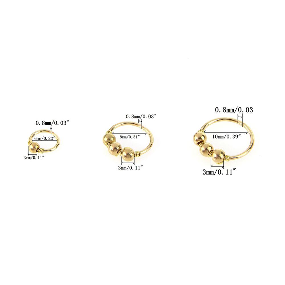 3 Stks/set Retro Ronde Kralen Nose Ring Neusgat Hoop Piercing Sieraden Hip Hop
