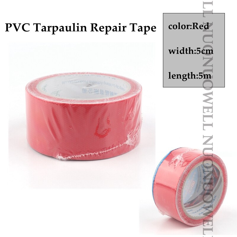 Pe pvc presenning reparation tape regntæt klud have gårdhave sukkulenter lastbil vandtæt parasol klud: Pvcred 5cm bredde
