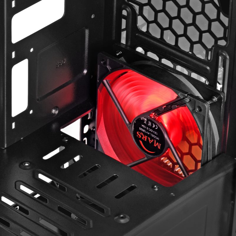 Mars Gaming MC5, caja de PC Micro ATX ventana lateral, ventilador LED rojo