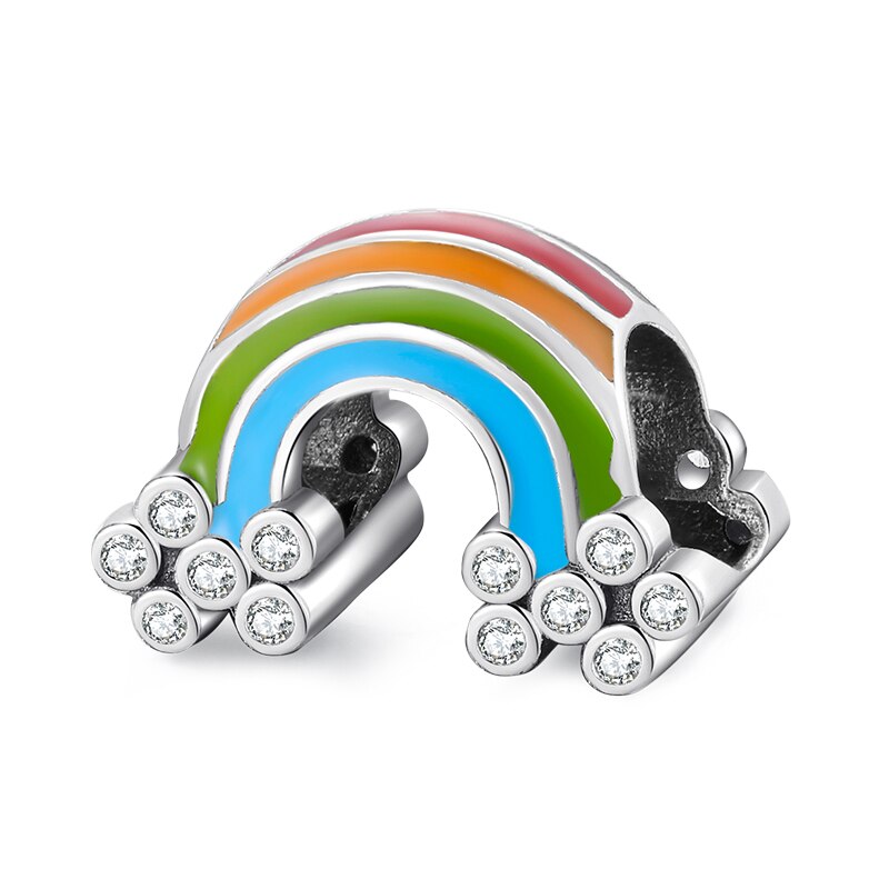 oben 925 Sterling Silber Regenbogen farbe regenschirm Perlen passen Original JIUHAO Charme Armbinde Schmuck machen: PC0188