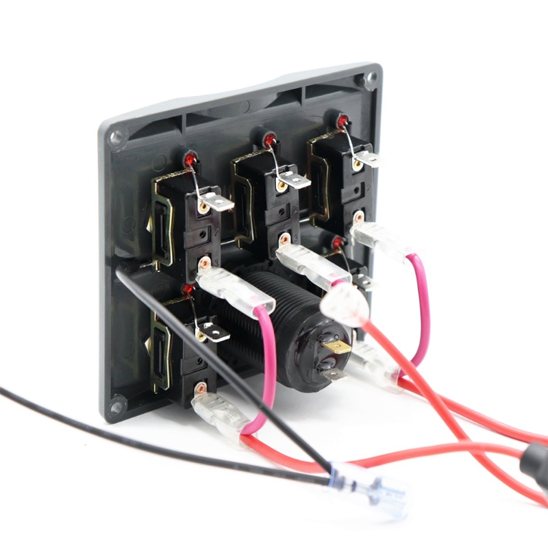 Universal Yacht Boat Interior Rocker Switch Panel with 5 On/Off Button Voltmeter Boat Electrical Panels