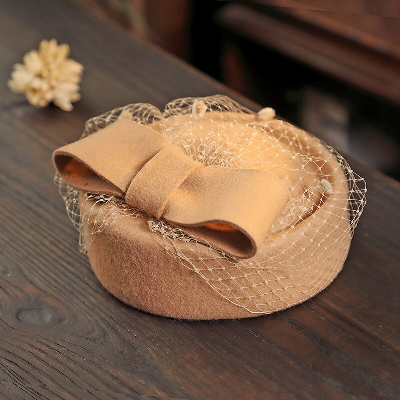 Vrouwen Top Hoed, Baret, Vilten Hoed, Platte Pet, Stewardess Hoed, wedding Bridal Cocktail, Hoofdtooi, Haar Accessoires, 100% Wol