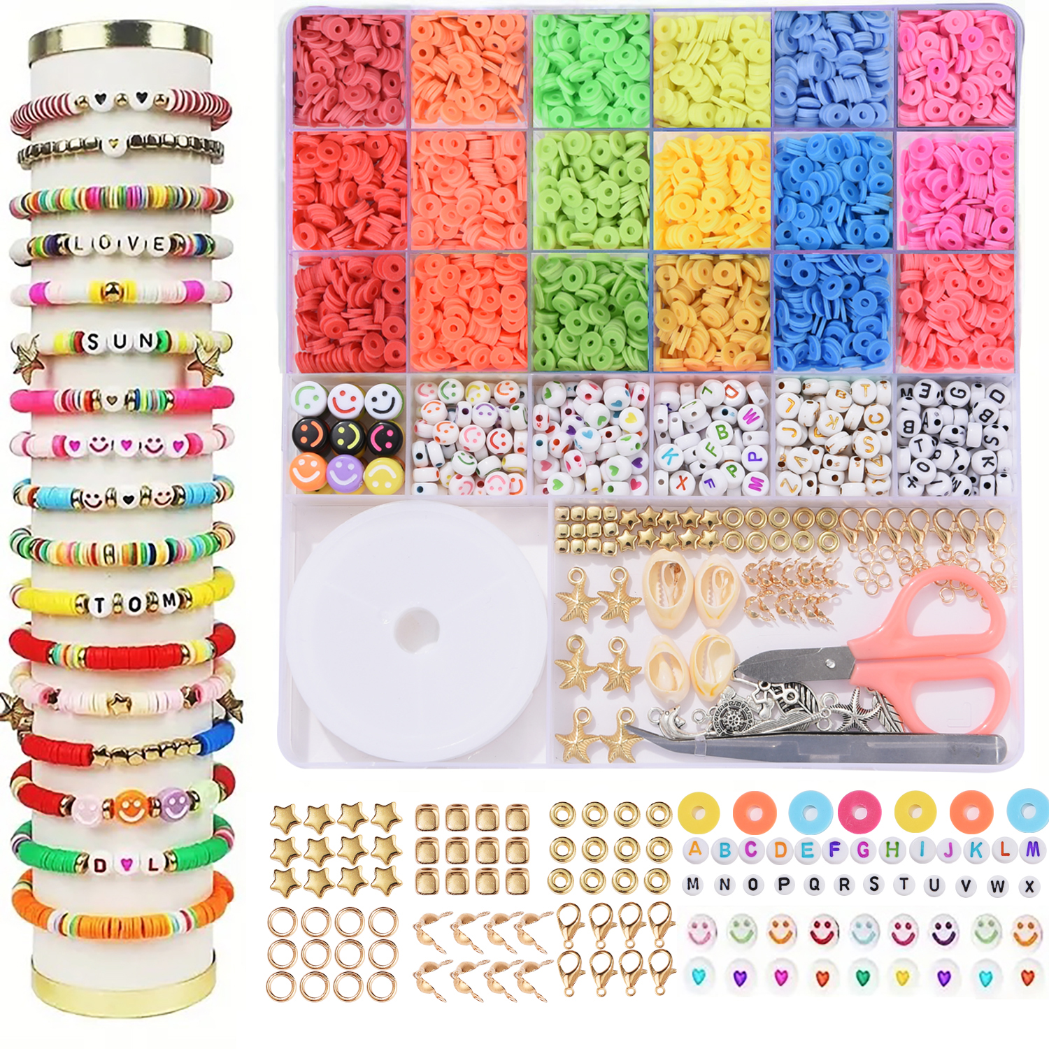 26 Gitter Kasten von 3mm farbigen weichen Keramik stücken böhmischen minimalistisch ischen Stil Hand gefertigten DIY Schmuck Zubehör einstellen