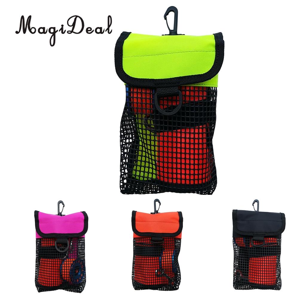 Magideal scuba diving reel bolt snap & smb sikkerhedsmarkør bøjle mesh gear taske udstyr holder bærepose - valg af farver