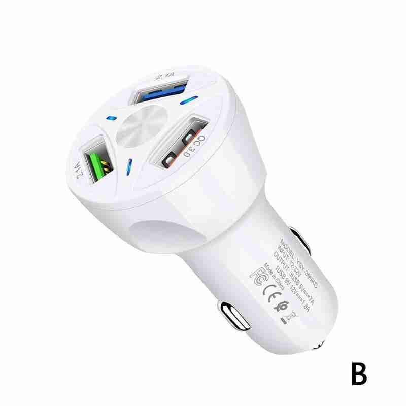 Universele 3 Poorten Usb Car Charger Met Led Display Sigaret Opladen Multifunctionele Charger Aansteker Auto Mobilephone Adapter H4Y6: WHITE