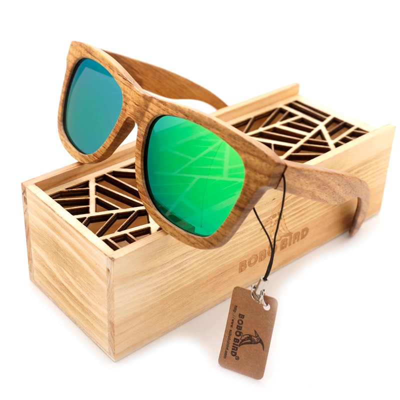 BOBO oiseau lunettes de soleil femmes hommes à la main Nature en bois lunettes de soleil polarisées avec boîte en bois AG007