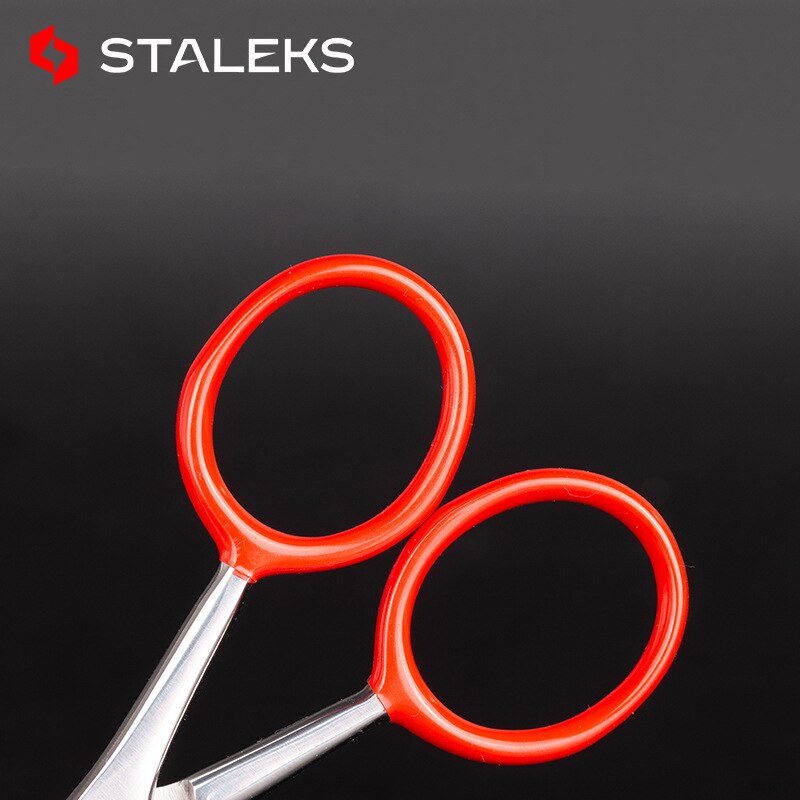 1Pc Staleks Professionele SE-30-1 Wenkbrauw Schaar Rode Handvat Dubbele Ooglid Sticker Rvs Schoonheid Schaar Make-Up Tool