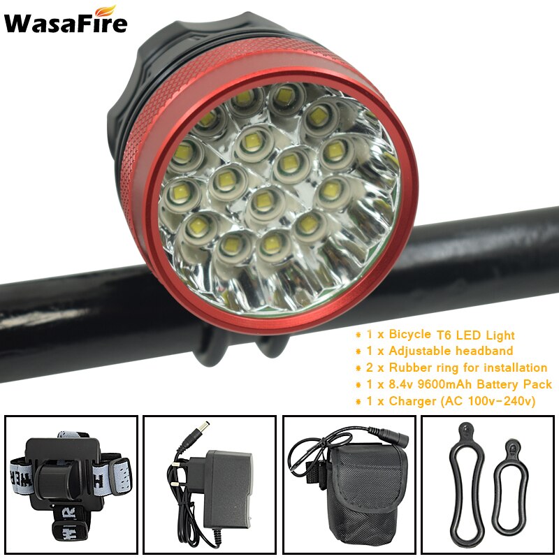 WasaFire 40000 Lumen 16* T6 LED Bike Light MTB Bicycle Front Light Super Bright Cycling Lamp Headlight Night Riding Light: Navy Blue