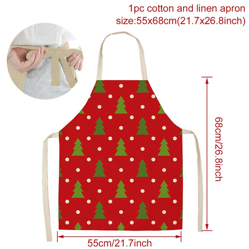 Tablier de noël joyeux noël treillis imprimé sans manches coton lin tabliers pour hommes femmes outils de nettoyage à domicile: Style 5