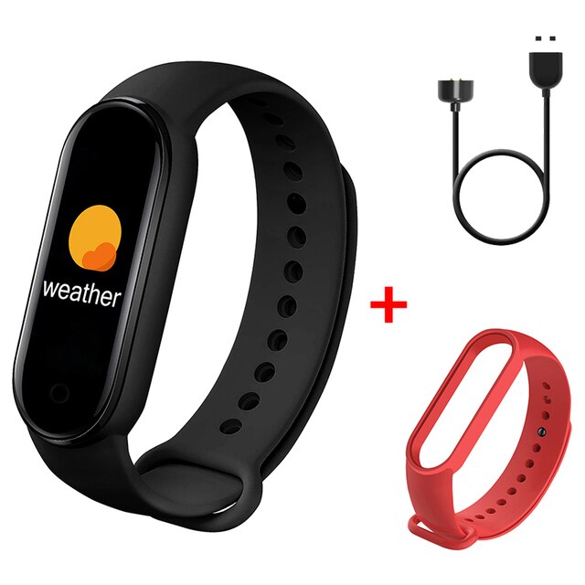 M6 Smart Bracelet Smart Watch Sport Fitness Tracker Smartband Men Women Smart Band For iOS Android Bluetooth-compatible Band: Black with Strap01