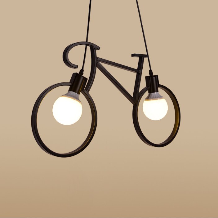 Retro Fiets Kroonluchter Verlichting Industriële Edison Led Kroonluchters Voor Kinderkamer Eetkamer Woonkamer Kroonluchter Loft Lamp: Black / Large 68x43cm