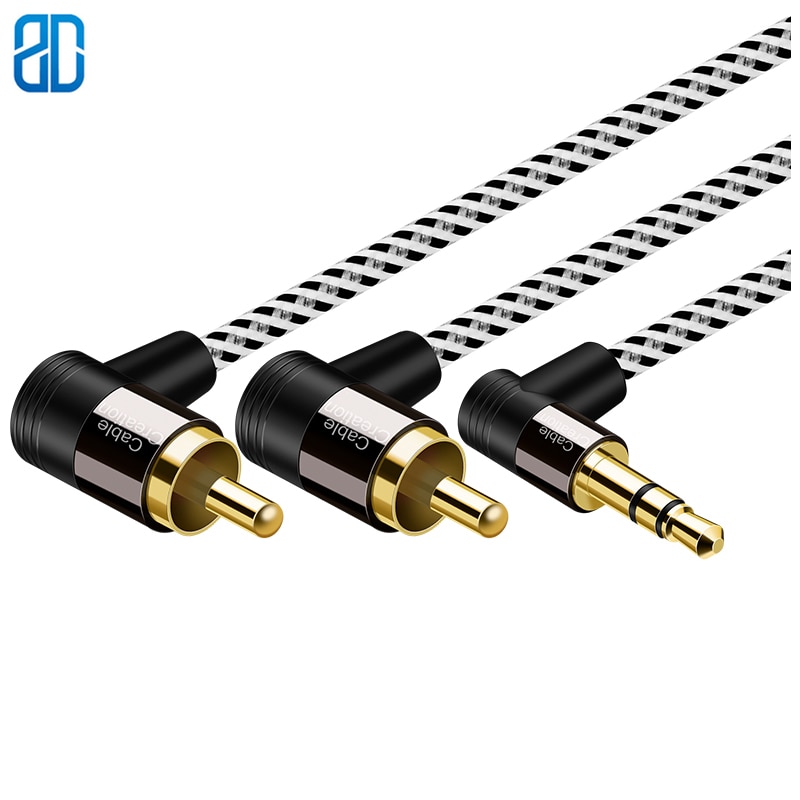 90 grad Rechtwinklig 3,5 MM zu RCA Stereo Audio Y Splitter Cbale 2RCA Stecker auf 3,5 MM Männlich Jack RCA AUX Kabel für DJ Verstärker