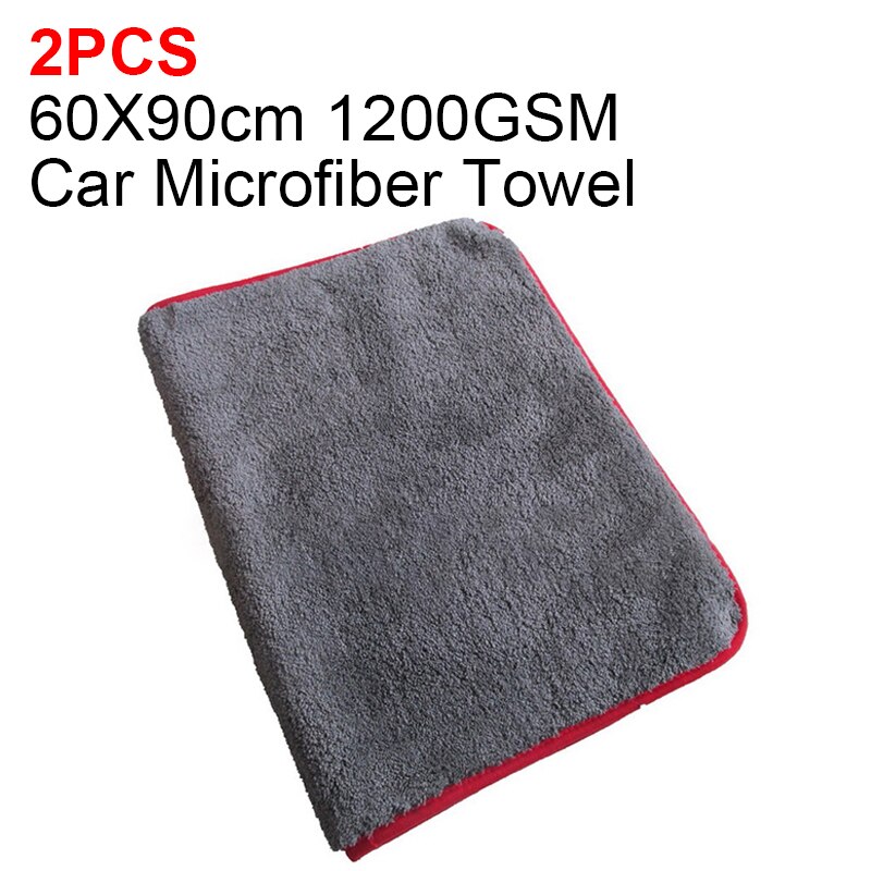 60*90 1200 gsm bildetaljer mikrofiberhandduk bilrengöring torkduk tjock biltvätttrasa för bilar kök bilvårdsduk: 2 st 60 x 90cm