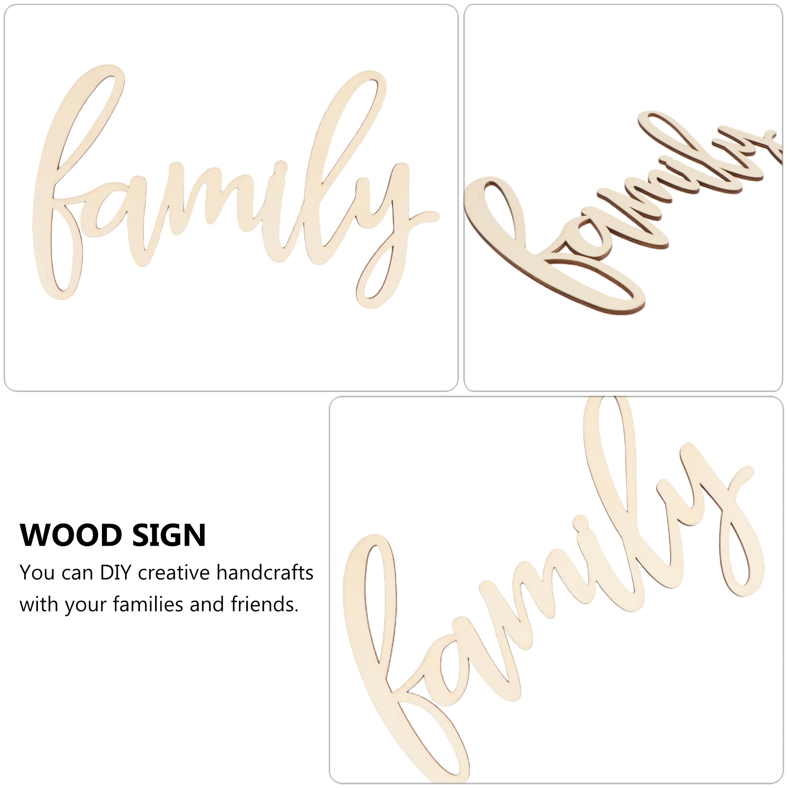 Family Wood Sign Home Décor Wall Art Unfinished 30.5x18x0.4cm