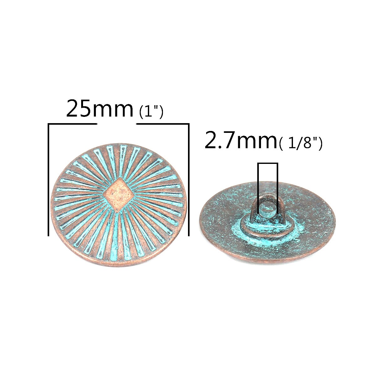 10 stk vintage oval rund metal patina syning skaft knapper nødlidende antik kobber farve knap til diy tøj dekoration: 2