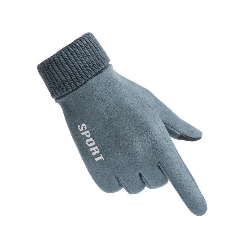 Xiaomi Winter Warm Full Finger Gloves Men Women Touch Screen Gloves Outdoor Sports Skiing Gloves Non-slip Suede Cycling Gloves: Women blue