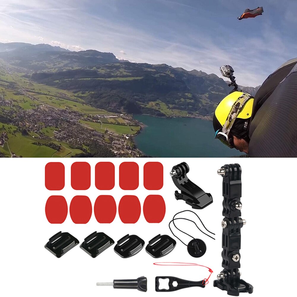 Motorcykelhjälm åkande hakfäste kamerafäste set hakfästeshållare avtagbart hjälmfäste för gopro hero actionkameror