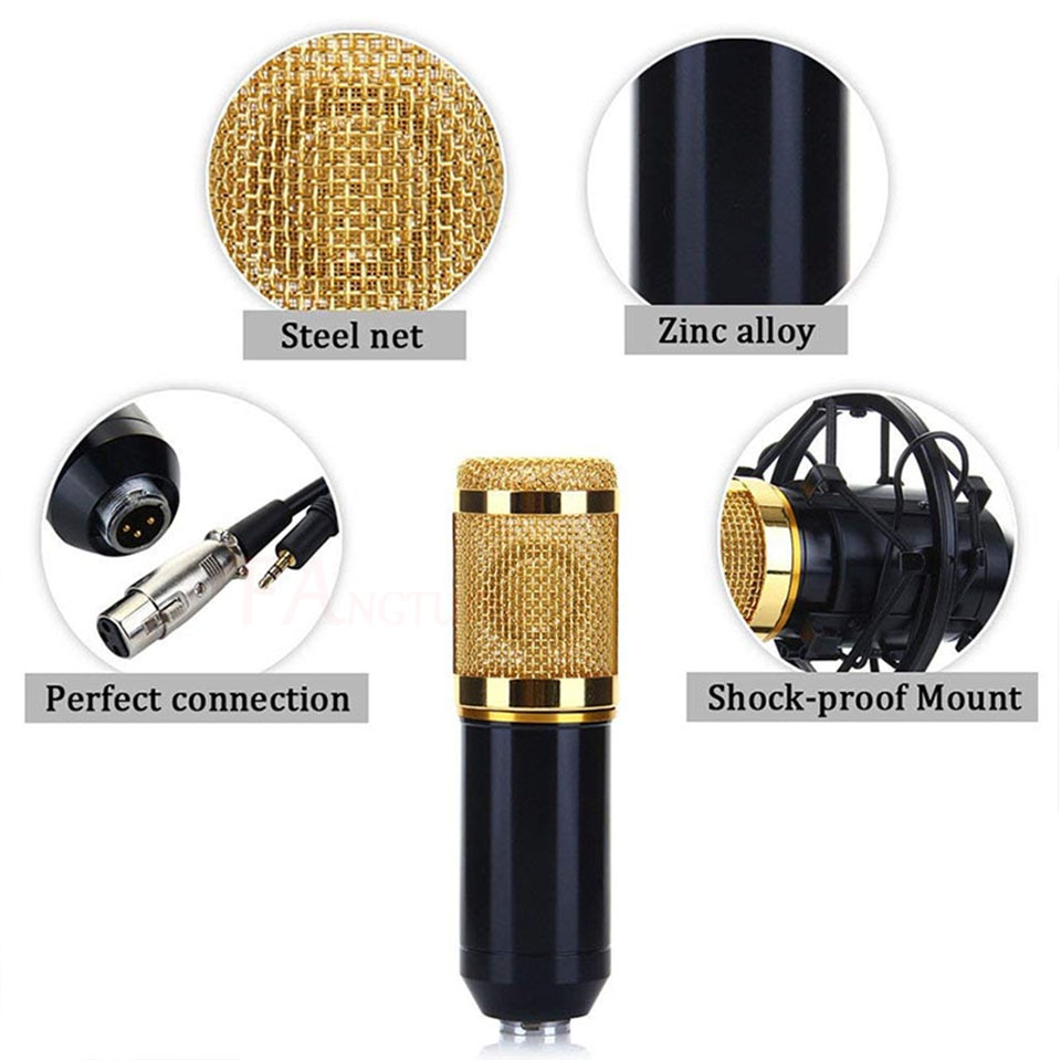 Micrófono condensador BM 800 micrófono de grabación de sonido con soporte de choque para Radio Braodcasting canto grabación KTV Karaoke Mic