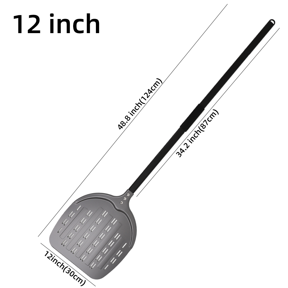 12 13 14 Inch Pizza Schil Lange Steel Draaien Aluminium Pizza Turner Anti-aanbak Bakken Tool Geperforeerde Peddel Keuken accessoire