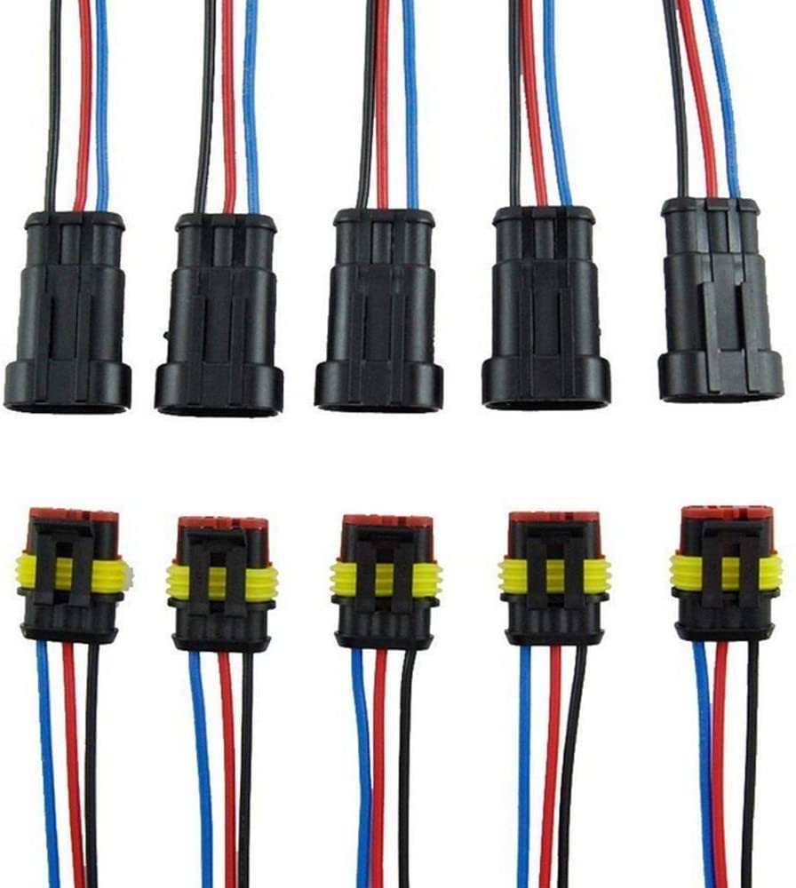 3 Pin Way Car Waterproof Wire Connector Plug Auto Electrical Wire Connectors AWG Terminal Pack of 5