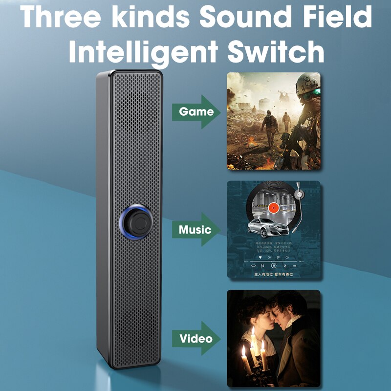 4D Surround Computer Speakers Soundbar Bluetooth &amp; Wired Subwoofer Sound Bar for Laptop PC Home Theater TV Aux Desktop Speaker