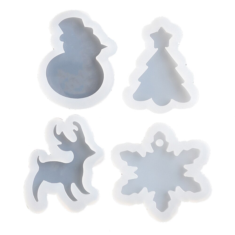 Molde de silicona para joyería árbol de Navidad ciervo Snowma encantos colgante resina silicona molde hecho a mano herramienta Moldes de resina epoxi: Christmas one set