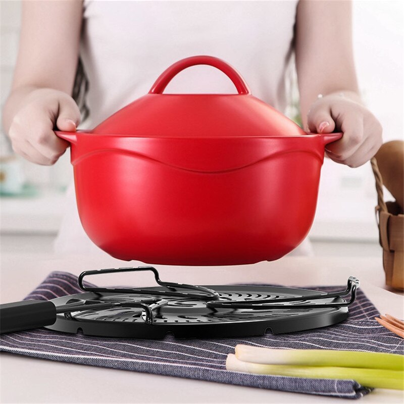Enamel Heat Diffuser Distributer with Handle Gas Stovetop Reducer Plate Flame Guard for Simmering Pot Holder Heat Insulation Pad