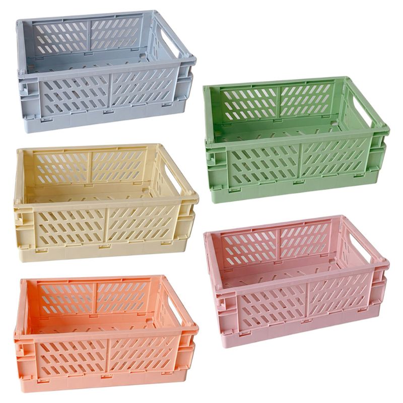 3PCS/Pack Collapsible Crate Plastic Folding Storage Box Basket Utility Cosmetic Container
