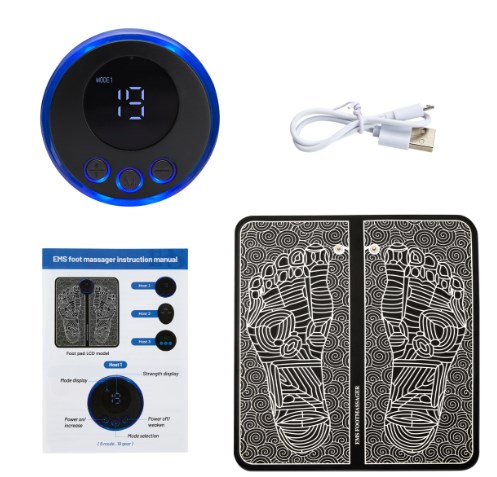 Ems voetmassagemat, elektrische massager, oplaadbaar, schoudermassage, pulsspierstimulatie, voetontspanningspads: Ivoor