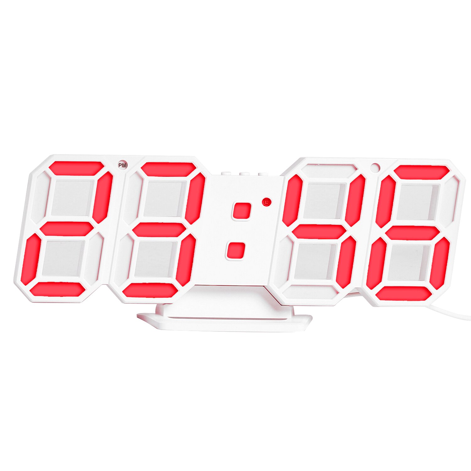 3D LED Digital Clock Bedroom Desk Alarm Clock Electronic Hanging Wall Clock Desktop Watch 12/24 Hour Calendar Home Decor: Red
