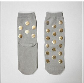 Kid's Toddler Chic Gold Stamping Dots Socks For Boys Girls Golden Polka Dot Printing Socks Children Short Sock Sox For 1-8Y: grey / 6Y-8Y