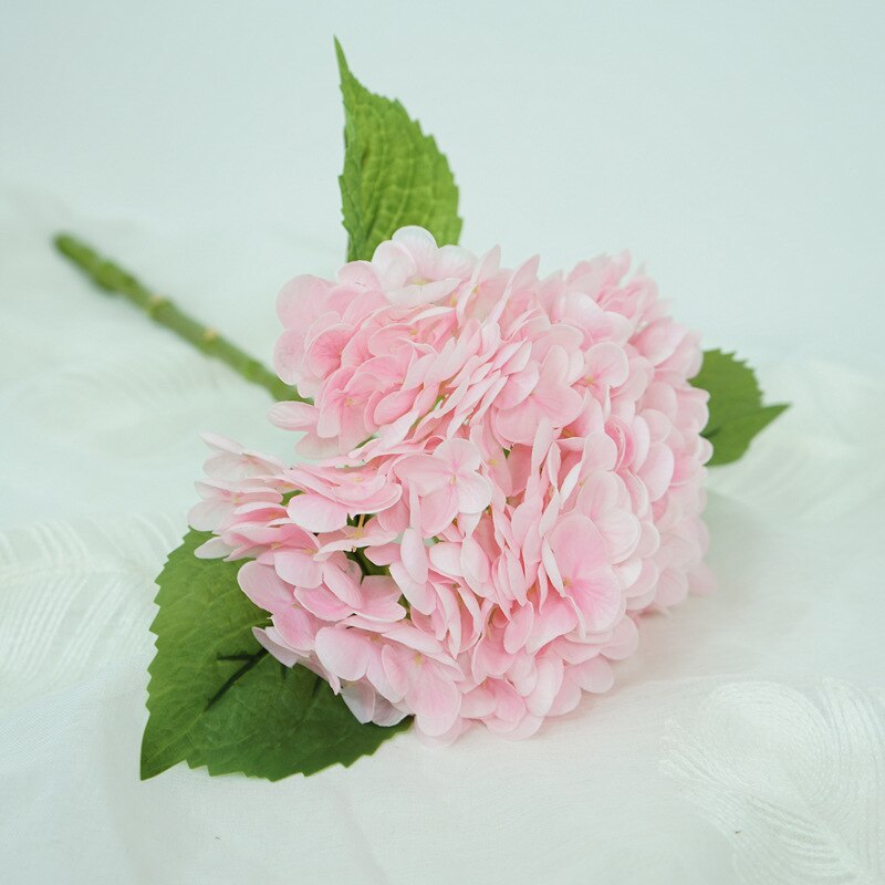 Fugtgivende imitationsblomster hortensia håndfornemmelse kunstig blomst stue blomst tekøje borddekoration flor: Lyserød