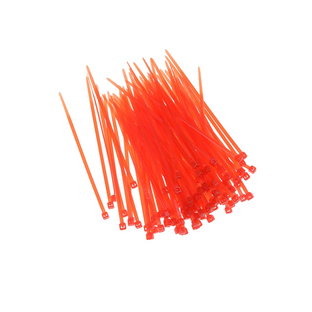 100 stk/pakning plast nylon kabelbindere, tråd lynlås farverige fabrik standard selvlåsende: Rød