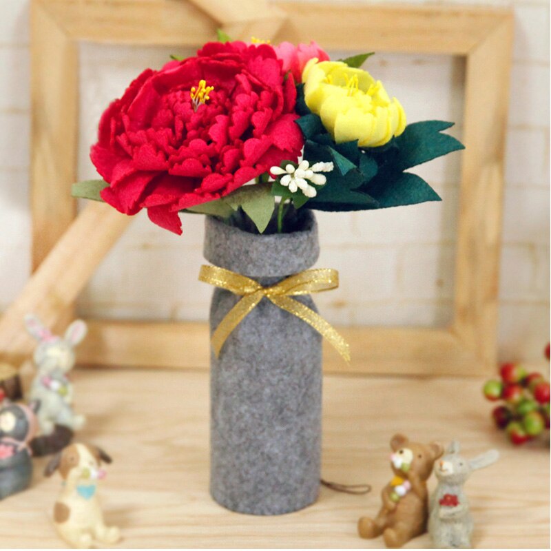 9 Styles Simulation Bouquets Felt DIY Package Free Cut Felt Cloth Handmade Wedding Flower Bridal Bouquets Decoration Home Decor: flower 9