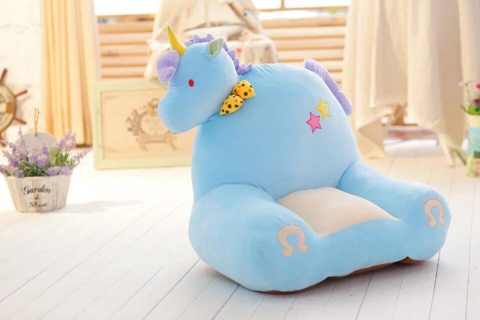 Tegneserie børns lille sofa plys legetøj tatami doven stol tilbage baby afføring 0-6 år gammel baby sæde sofa: Enhjørning