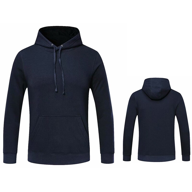 Stock de algodón rojo azul marino verde blanco sudaderas con capucha para baloncesto Entrenamiento de fútbol Warmn Hoodies Casual Hoody: XXL / Navy blue