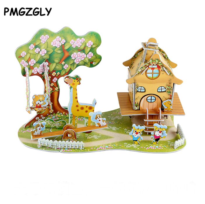 3D jigsaw puzzles children kids toys educational Puzzles DIY Puzzle Jigsaw Baby Kid learning Castle pattern Children Houses: Child Puzzles 10