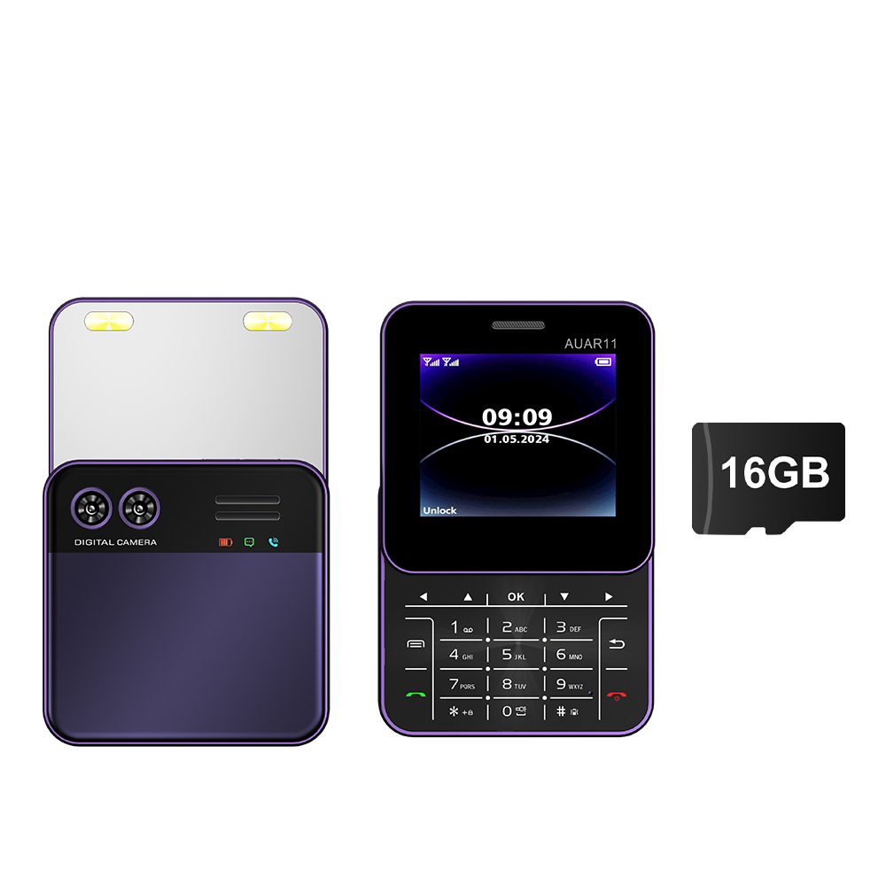 SERVO AUAR11 Roterend schuifscherm Telefoon 2,4-inch display 2G GSM Blacklist Snelheidsknop Kleine mobiele telefoons Op-voor-datum Meertalig: Blauw
