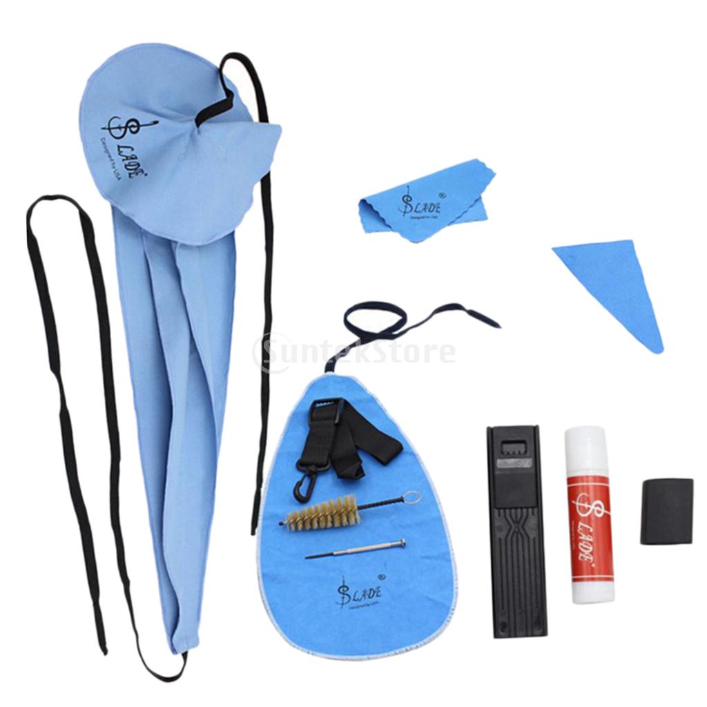 Kits de limpieza de saxofón 10 en 1, grasa de corcho para saxofón, cepillo de limpieza para reposapiés, destornillador, estuche de lengüeta, herramienta de cuidado de limpieza para saxofón Alto: Gris claro