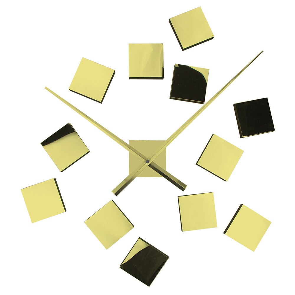 Reloj de pared 3D grande con espejo, moderno, forma cuadrada, para decoración del hogar, novedad de: gold