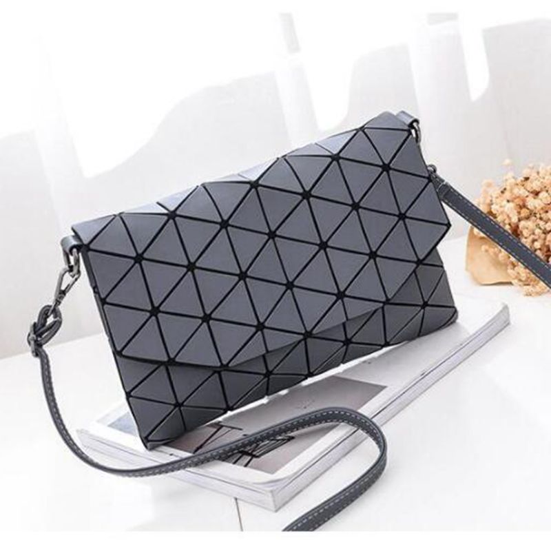 Matte Vrouwen Avondtasje Schoudertassen Meisjes Flap Handtas Mode Geometrische Casual Clutch Messenger Bag: Grijs