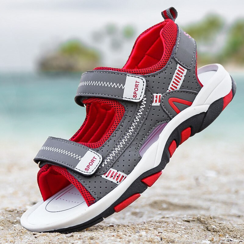 Garçons Sandales Enfants Sandales Enfants Chaussures découpes En Caoutchouc Chaussures En Cuir À Bout Ouvert Respirant Décontracté Garçon Sandale Vert Rouge