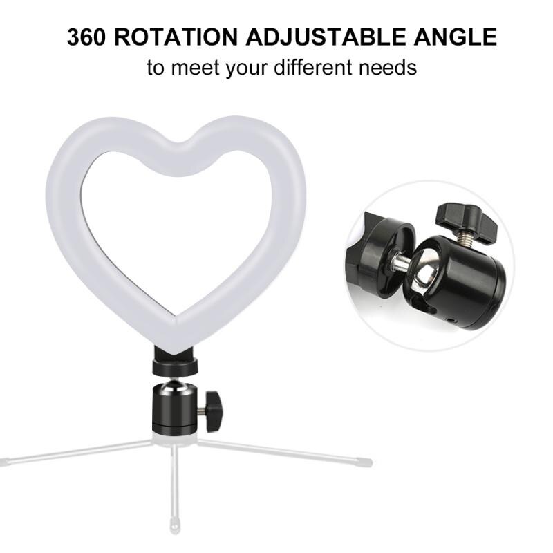 Dimmable Froid LAMPE À LED 6 pouces En forme de Coeur maquillage Photographie Vidéo En Direct Lampe Tricolore Remplir ALIMENTÉ PAR USB