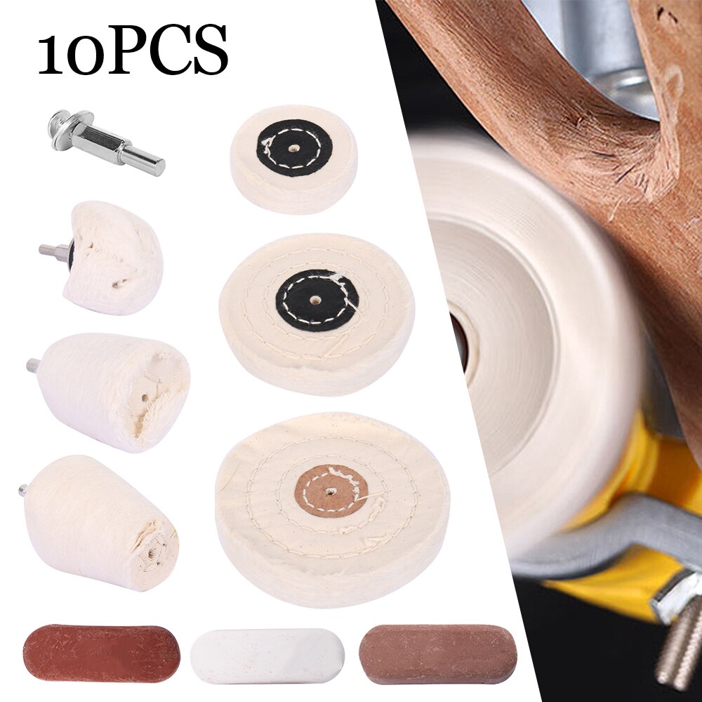 10pcs Car Buffing Polishing Pad Auto Waxing Wool Disc Hub Beauty Cleaning Tool Aluminum Stainless Steel Polishing Car Gadgets