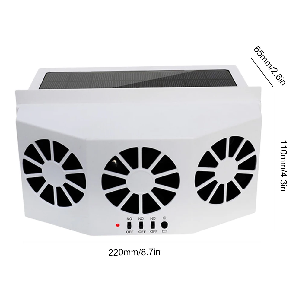 Ventilador de escape con energía Solar para coche, radiador de refrigeración para ventana, ahorro de energía, enfriador automático, desodorización portátil: Blanco