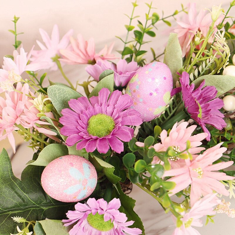 Easter Day Egg Flower Wreath Artificial Garden Easter Decoration Children Easter Home Garden Decoration