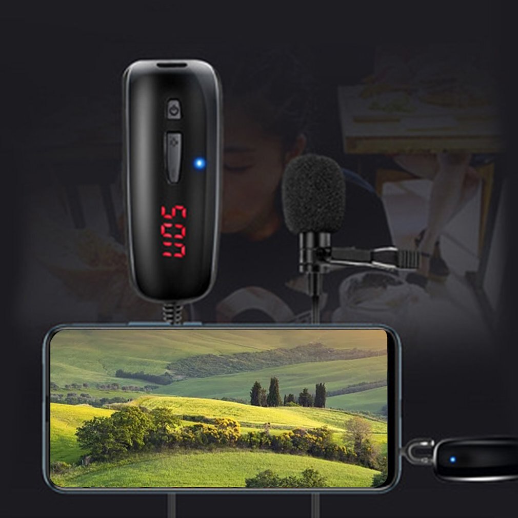 UHF Lavalier Microphone Wireless Utensil For Making Recordings Or Direct Vlog Interviews Compatible For IPhone PC