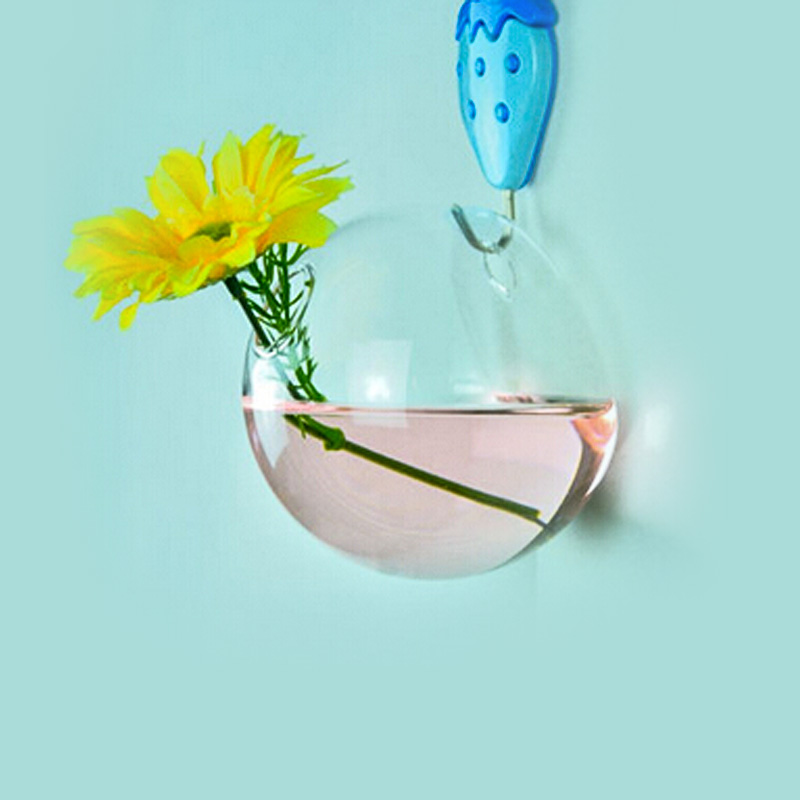 1 jarrón para colgar en la pared de cristal transparente blanco de 7*8CM florero de bola de vidrio para decoración del jardín del hogar