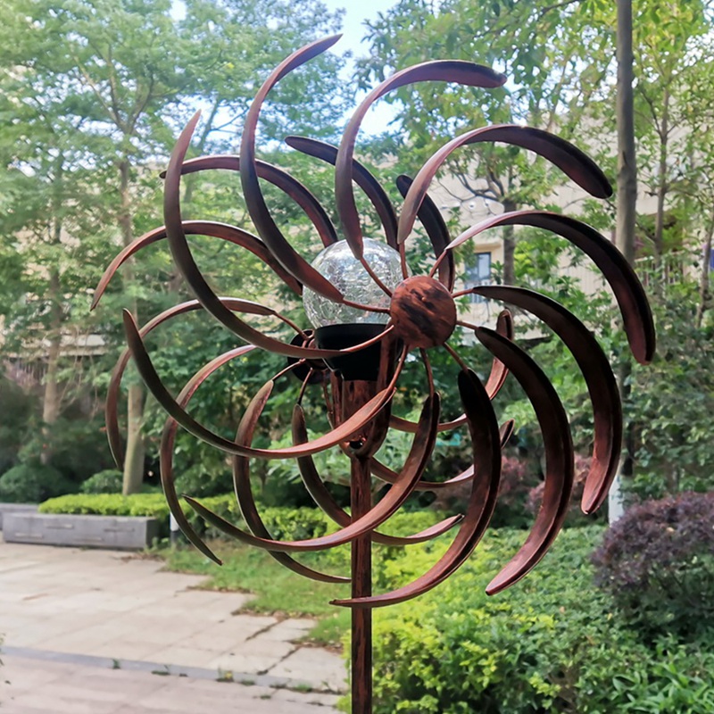 For Outdoor Park Courtyard Garden Grass Lawn Plug-in LED Light Solar Windmill Lawn Garden Decoration Wind Turntable A