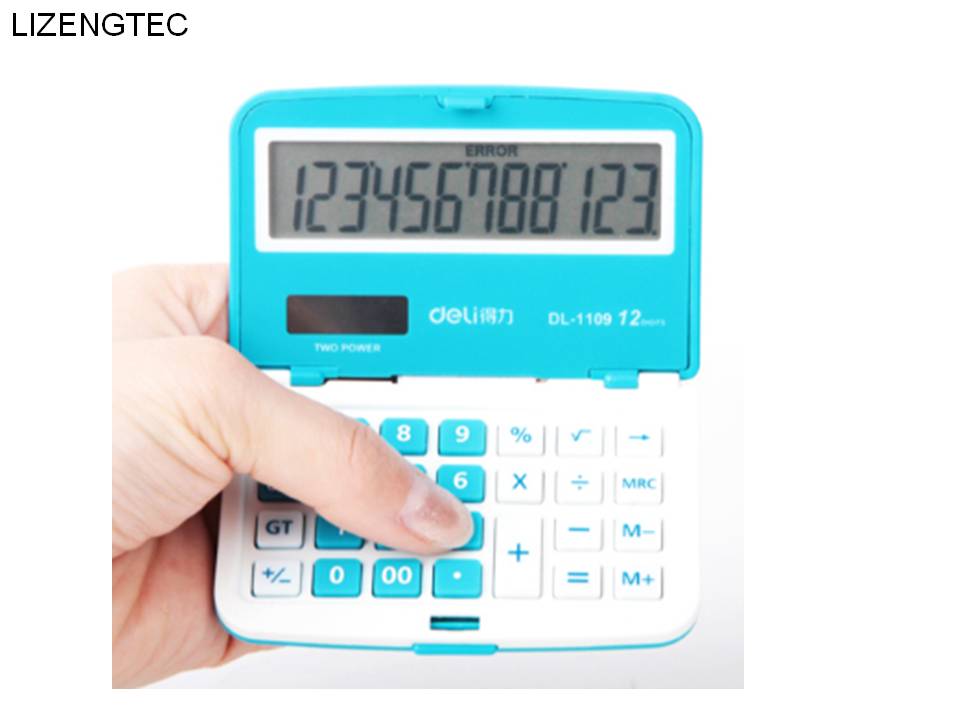 Business Finance Solar Three Color 12 Digit Folding Electronic Calculator